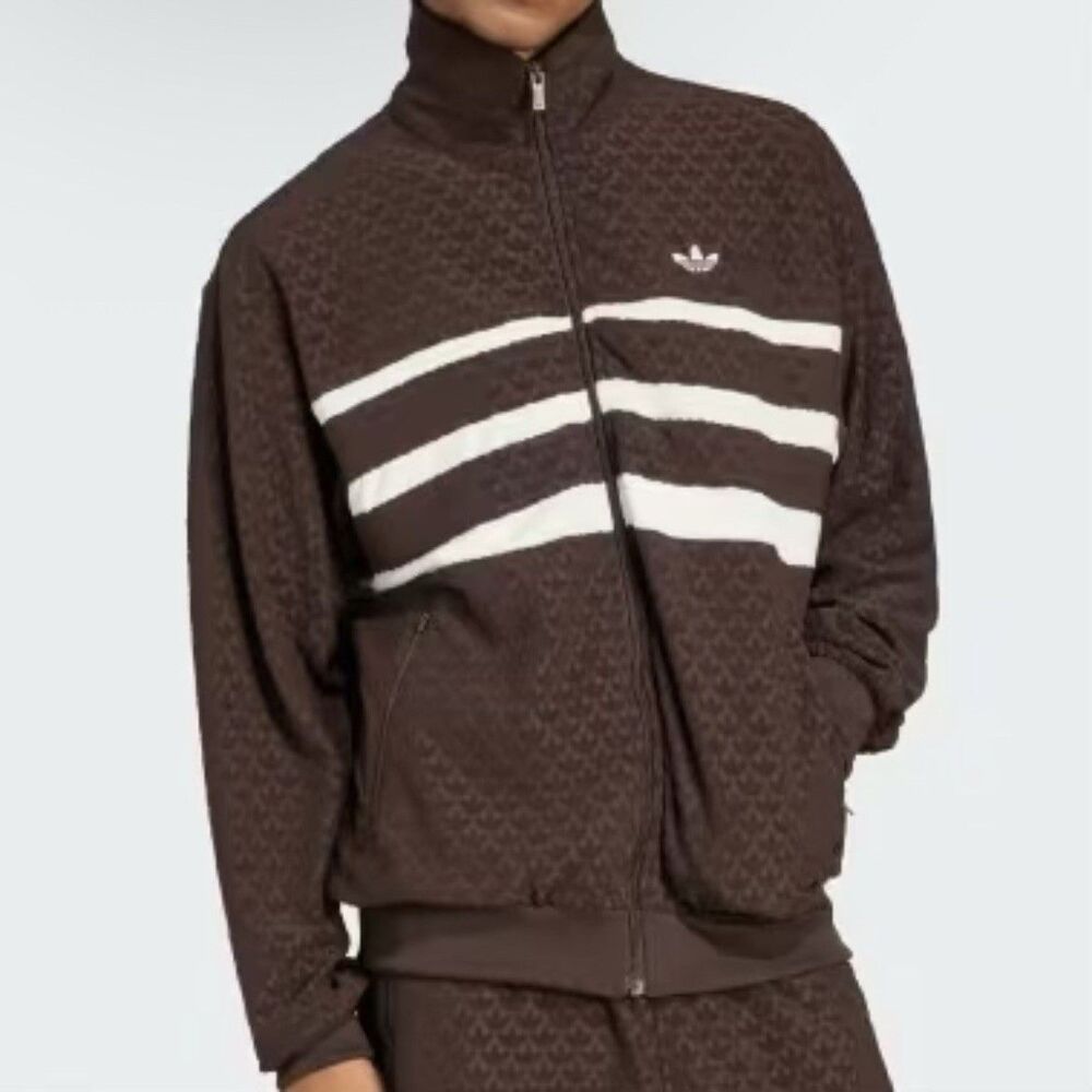 Adidas Originals Q12 Monogram Men’s Size S Dark Brown White Track Jacket